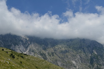 Fototapeta na wymiar Clouds at Llogara Pass, Llogara National Park, Albania