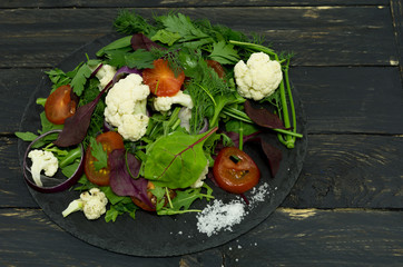 Vegetarian set. Dish of vegetables.