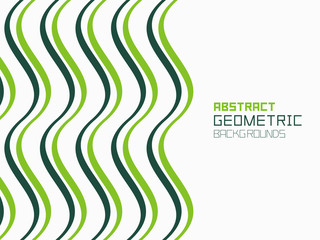 Abstract geometric background with green waves. Colorful ornament. isolated on white background