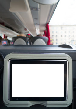 Blank lcd screen in the travel coach.
