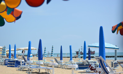 Fototapeta premium the umbrellas reopen on the new summer season, which is about to begin