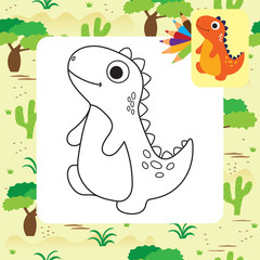 Fototapeta premium Cute Dino coloring book