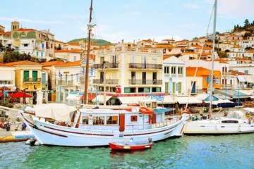The town of Poros, Poros island, Saronic Gulf, Greece