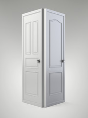 Two white doors that are next to each other.