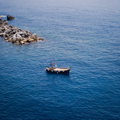 boat on the background of the Ligurian Sea