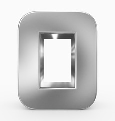 number 0 3d cubic rounded silver isolated on white
