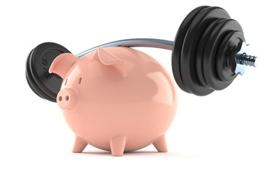 Piggy bank with barbell
