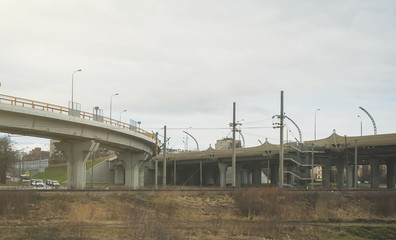 Fototapeta premium Transport interchange at the intersection with the Tallinn Highway in St. Petersburg.