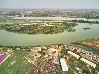 Fototapeta premium Aerial Drone view of niarela Quizambougou Niger Bamako Mali