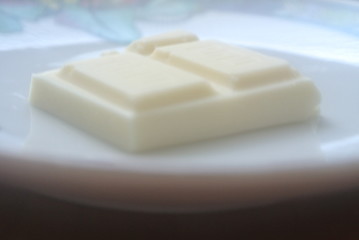 Closeup of a chunk of white chocolate