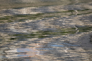 Sonne spiegelt sich in bewegtem Wasser