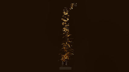 Gold flowers with Black Bamboo Plant 3d illustration