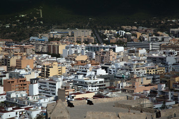Fototapeta premium Night city. Kind of a multiplicity of houses from the top in the dark.