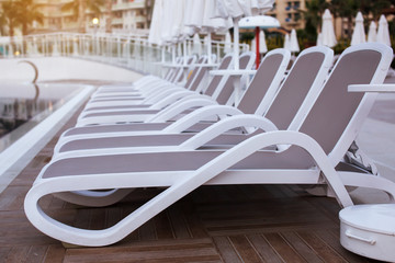 Sun beds near the pool