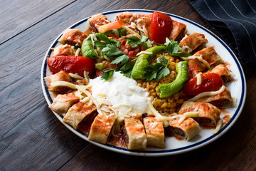 Turkish Food Beyti Kebap / Shawarma Kebab with Yogurt