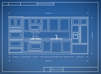 blueprint paper more kitchen plan project vector - 208295358