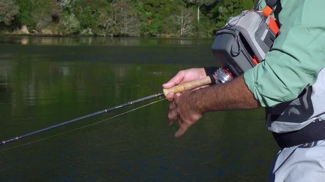Fly fisherman using different retrieves to give his fly motion and catch more trout