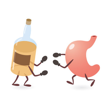 Stomach and Alcoholic Drink Bottle Fighting