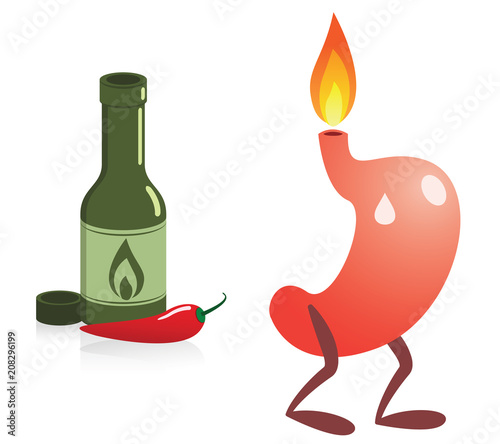 stomach-spicy-food-and-heartburn-stock-image-and-royalty-free-vector