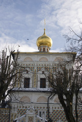 Architecture of Trinity Sergius Lavra, Sergiyev Posad, Moscow region, Russia. Color photo.