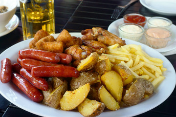 food for beer on the table in a restaurant