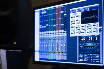Fototapeta premium Recording studio mixing desk