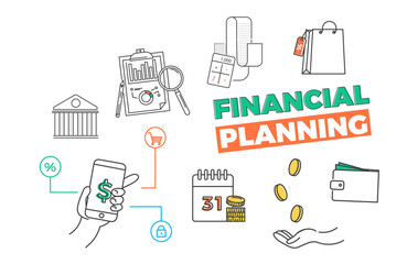 Financial planning banner. App for your budget, banking, debt. 
