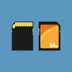 SD Memory card illustration in flat style. Vector