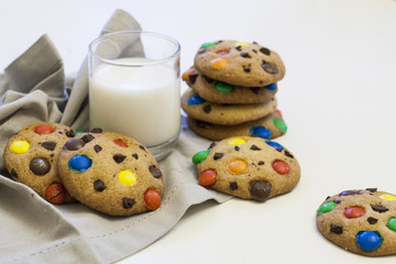 Homemade children's cookies with M&Ms