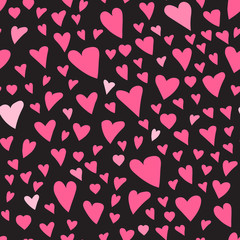 Obraz premium Vector Bright pink hearts seamless pattern isolated on white background.