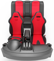 Naklejka premium Interior of a sports car. Interior elements on a white background.