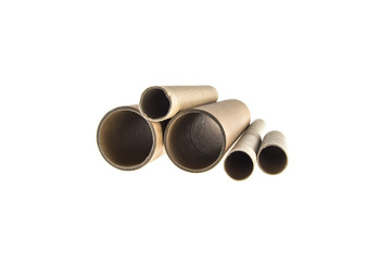 cardboard tubes on an isolated white background