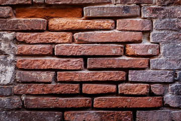 The texture of an old brick wall.