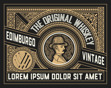 Vintage label for packing product. You can use it for other products such as Beer, Wine, Shop decoration. Vector illustration