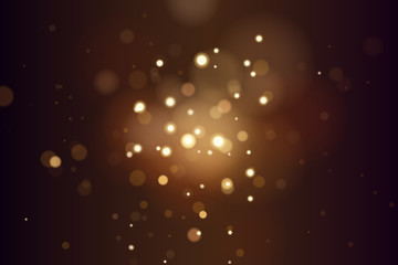 Abstract defocused circular golden bokeh lights background. Magic christmas background. EPS 10