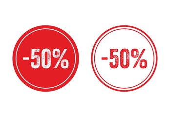 50 percent discount stamp icon