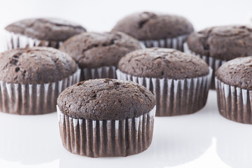 homemade cupcakes isolated on white background, close up