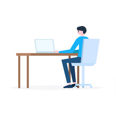 Man sitting at workplace with laptop