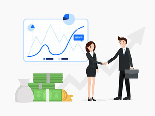 Smiling business partners after good deal