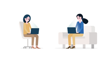 Smiling women with modern laptops