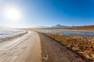 Dirt road perspective view,Chile