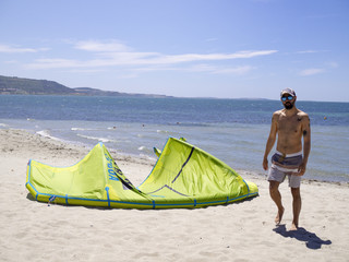 Kiteboarder on the beach