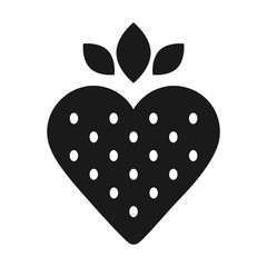 Simple, flat, black and white strawberry icon. Isolated on white