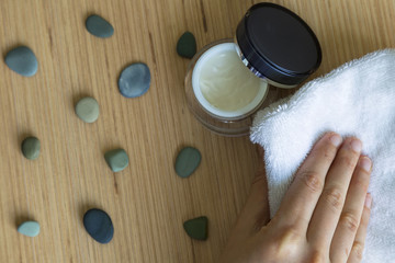 hand and body care with cream. the perfect solution to cracked hand.women are beautiful. 