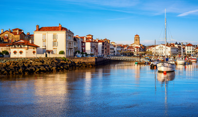 St Jean de Luz Old Town and port, Basque country, France - obrazy, fototapety, plakaty