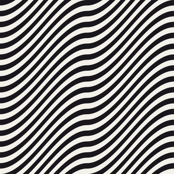 Abstract Stylish Geometric Trendy Zebra Seamless Pattern Background with Wavy Lines Stripes © Артём Ковязин
