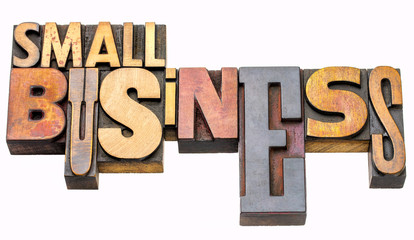 small business word abstract in wood type