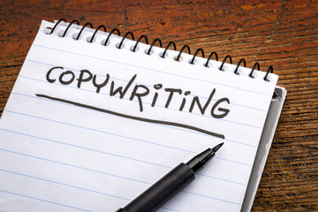 copywriting handwriting in notebook