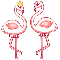 Flamingo fashion pattern. Scandinavian vector illustration. Seamless hand drawn cute queen scandinavian background. Pink summer doodle wedding invitation,birthday,save date,greeting card,baby shower