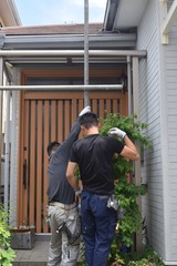 Fototapeta premium Scaffolding of house painting